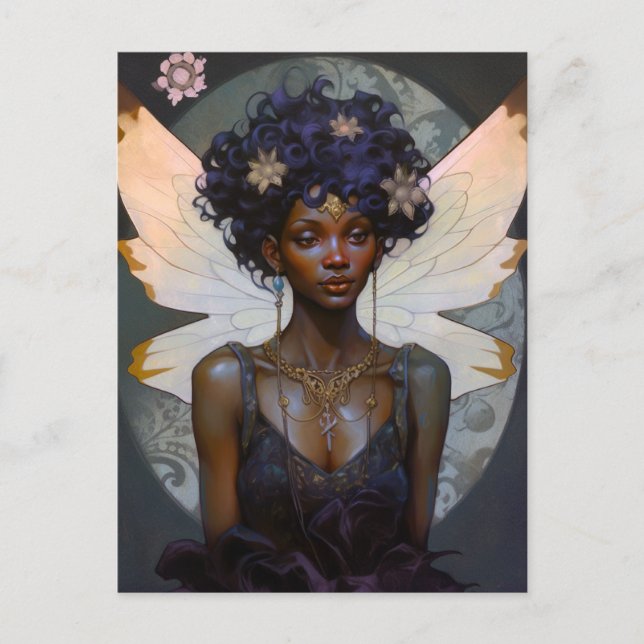 Carte Postale Art d'Imaginaire Fée Noire Africain (Devant)