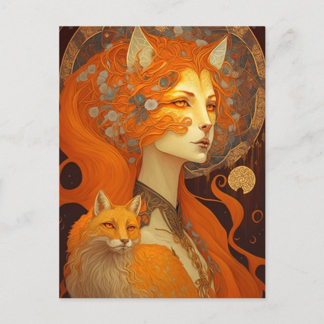 Carte Postale Art d'Imaginaire féminin Fox (Devant)