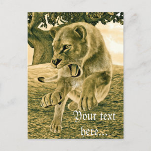 Carte Postale Art dramatique de la lionne de safari faunique