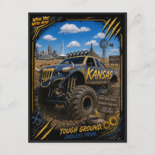 Carte Postale Art du camion monstre tout-terrain du Kansas