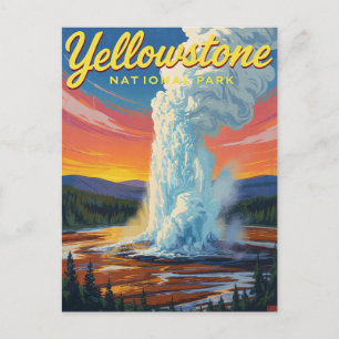 Carte Postale Art du geyser Old Faithful de Yellowstone