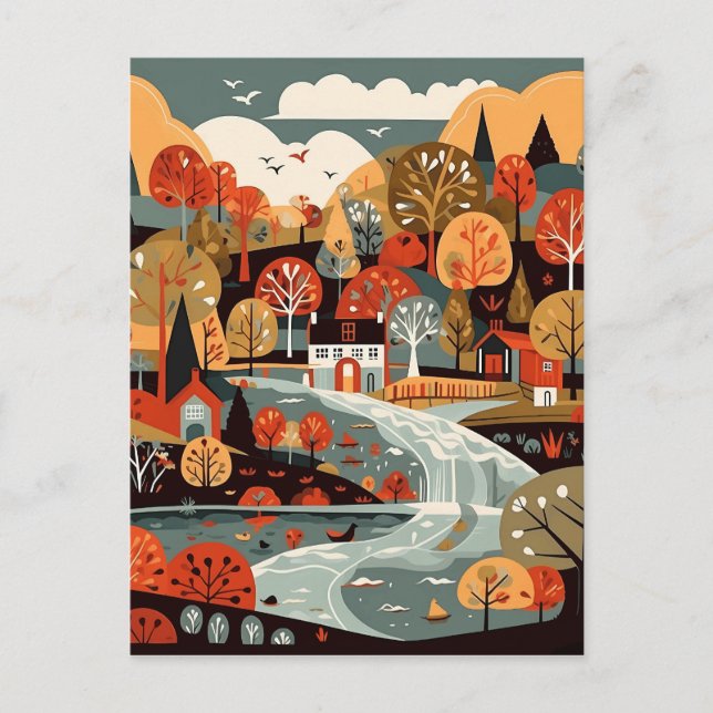 Carte Postale Art du village pittoresque Scandi (Devant)