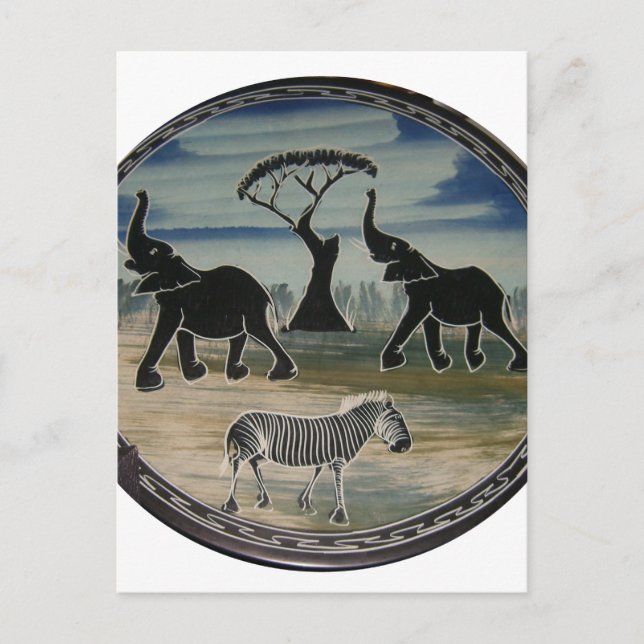 Carte Postale Art Eléphant Africain (Devant)