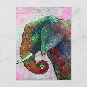 Carte Postale Art Eléphant coloré
