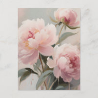 Art floral de pivoines roses tendres