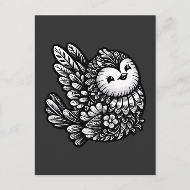 Carte Postale Art floral des oiseaux chanteurs (Devant)