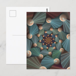 Carte Postale Art Fractal Abstrait Avec Profondeur Bleu Brown Ar