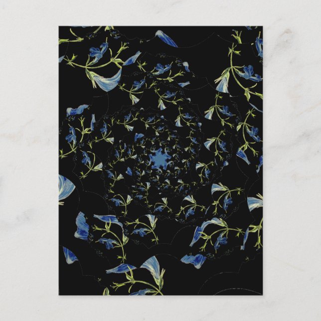 Carte Postale Art fractal bleu et noir Sage (Devant)