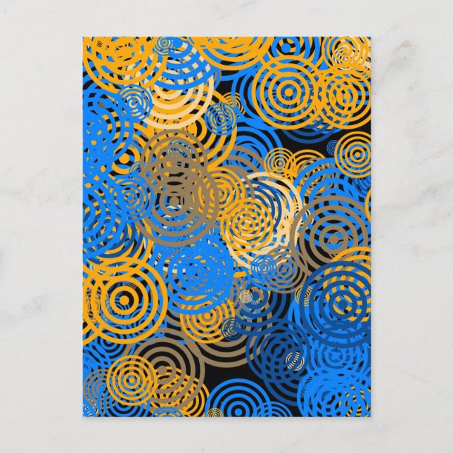 Carte Postale Art fractal Cercles Bleus Swirl Mandala Mur Art (Devant)