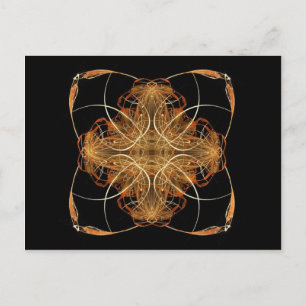 Carte Postale Art Fractal Jaune et Orange à torsade Coussin