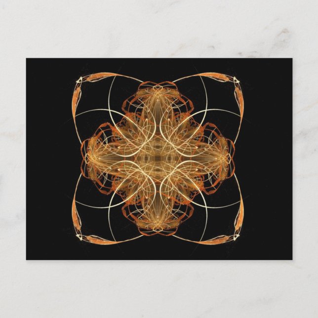 Carte Postale Art Fractal Jaune et Orange à torsade Coussin (Devant)