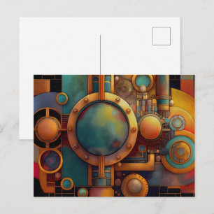 Carte Postale Art géométrique industriel Steampunk