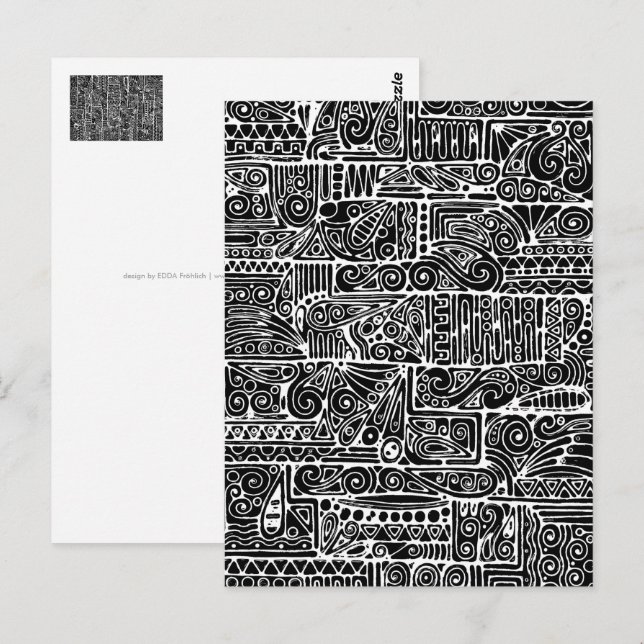 Carte Postale Art Géométrique Noir Et Blanc 2 (Devant / Derrière)