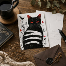 Art gothique chat noir Rouge noir Illustration fél