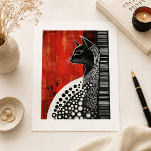 Carte Postale Art gothique vintage du chat noir égyptien Bastet