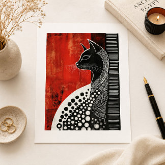 Carte Postale Art gothique vintage du chat noir égyptien Bastet