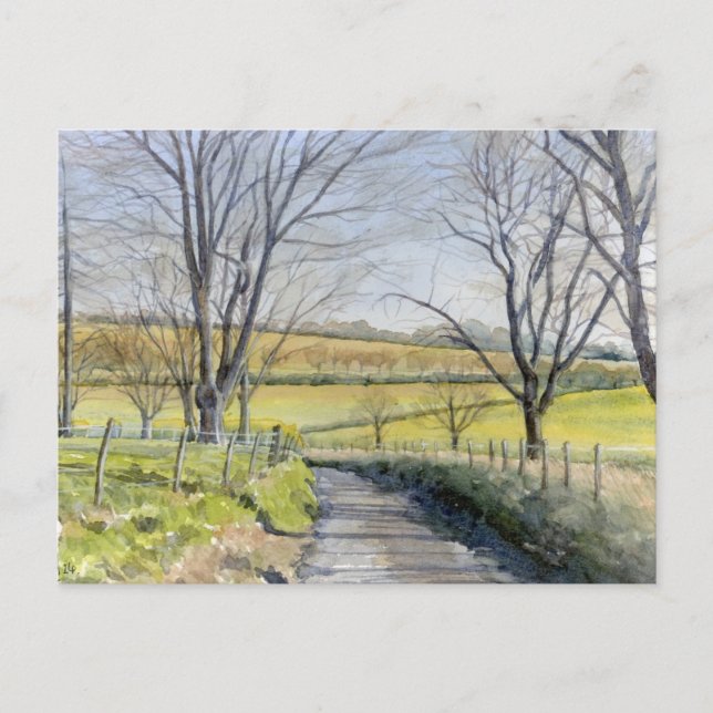 Carte postale Art-Hiver à Kent, aquarelle (Devant)