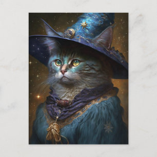 Carte Postale Art Imaginaire Chat Witch