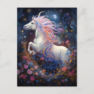 Carte Postale Art Imaginaire de Cheval Blanc Magique