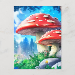 Carte Postale Art Imaginaire de la forêt de champignons