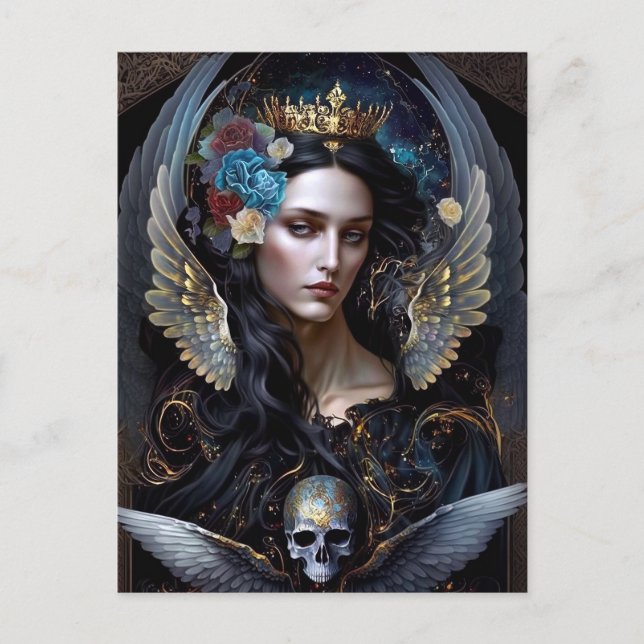 Carte Postale Art Imaginaire de la Reine-Ange foncé (Devant)