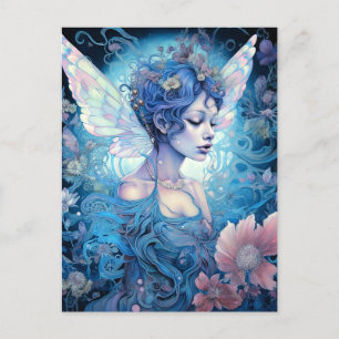 Carte Postale Art Imaginaire Fairy Bleu