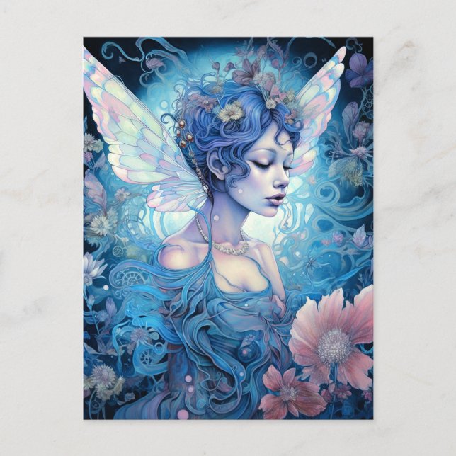 Carte Postale Art Imaginaire Fairy Bleu (Devant)