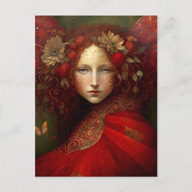 Carte Postale Art Imaginaire Fairy Rouge (Devant)