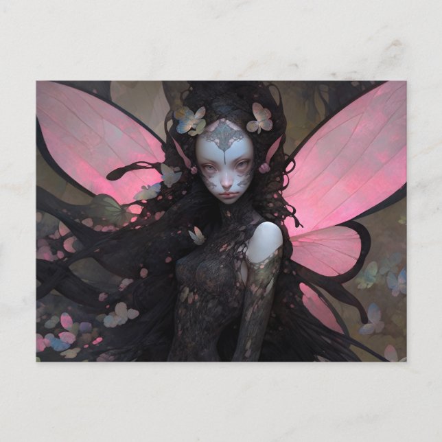 Carte Postale Art Imaginaire rose noir foncé (Devant)