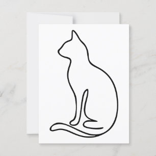 Carte Postale Art minimaliste de ligne de chat - Silhouette noir