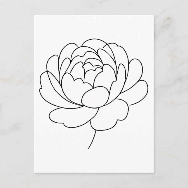 Carte Postale Art minimaliste Peony Bloom Line (Devant)