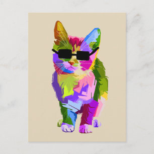Carte Postale Art moderne cool pop art chaton chaton