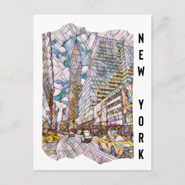 Carte Postale Art Mosaïque esthétique de New York (Devant)