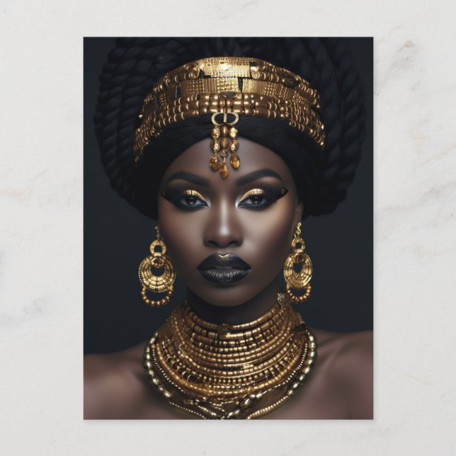 Carte Postale Art Mural Africain Américain, Art Femme Noire (Devant)
