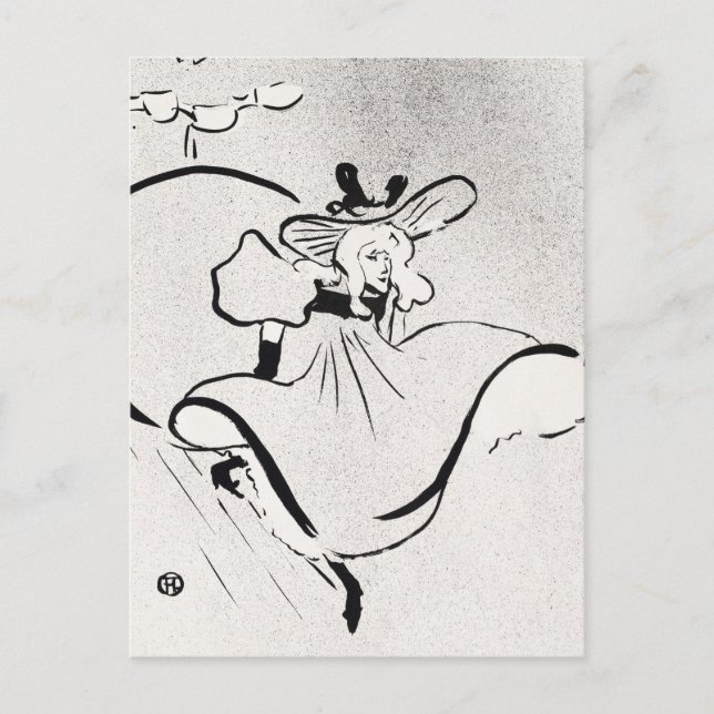 Carte Postale Art noir et blanc Jane Avril par Toulouse Lautrec (Devant)