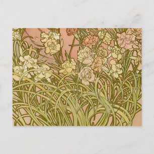 Carte Postale Art Nouveau Alphonse Mucha Fleurs de carnation flo