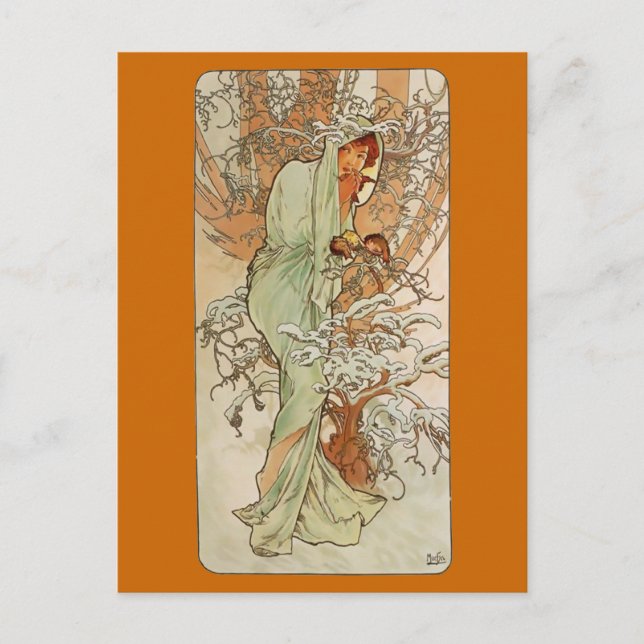 Carte Postale Art Nouveau - Alphonse Mucha - Hiver (Devant)