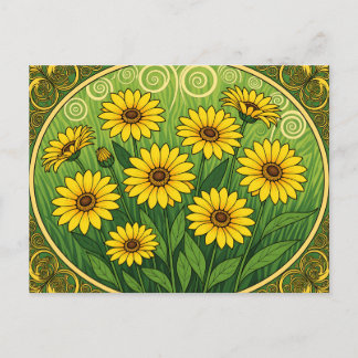 Carte Postale Art Nouveau Daisies