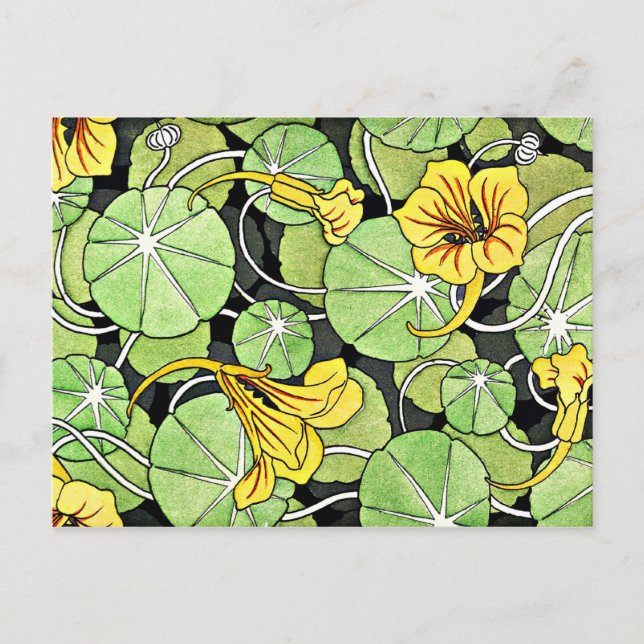 Carte Postale Art Nouveau Golden Yellow Nasturtium motif (Devant)