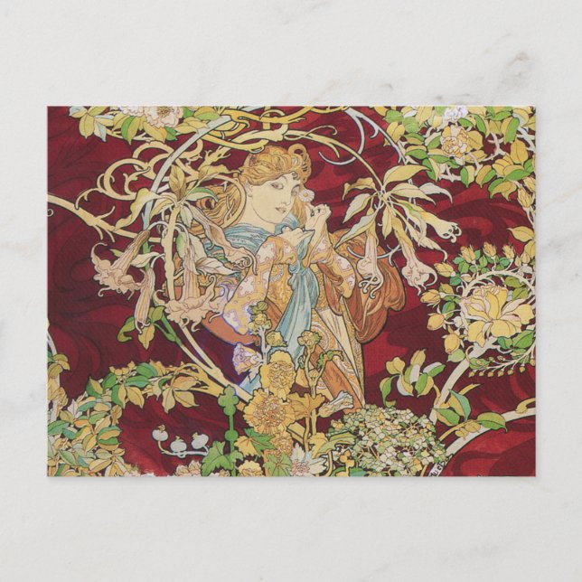 Carte postale Art nouveau : Mucha - Femme avec mar (Devant)