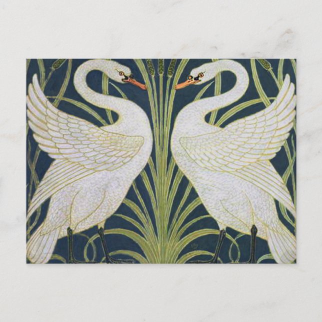 Carte Postale Art Nouveau Swan Deux Swans (Devant)