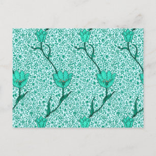 Carte Postale Art Nouveau Tulip Damask, Turquoise