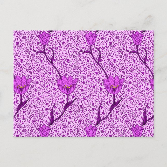 Carte Postale Art Nouveau Tulip Damask, Violet et Orchidée (Devant)