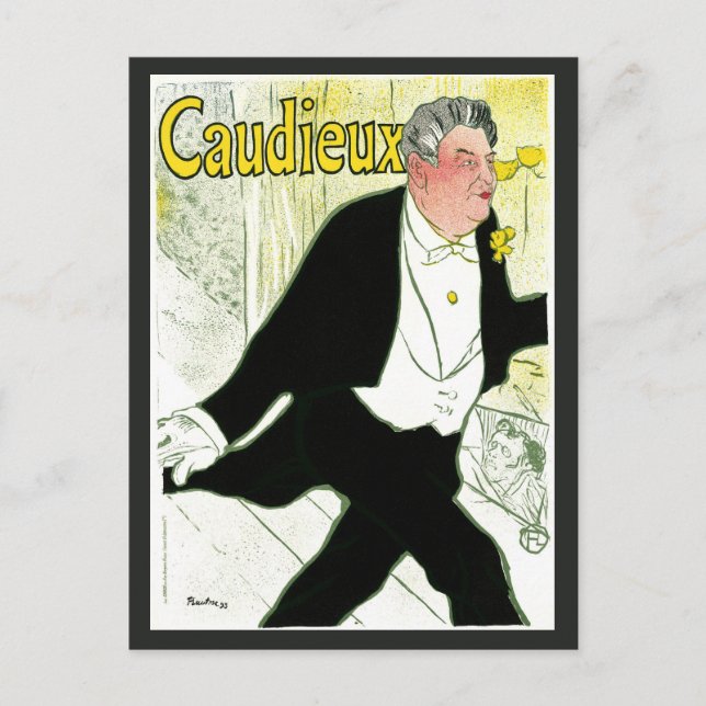 Carte Postale Art nouveau vintage, Caudieux par Toulouse Lautrec (Devant)