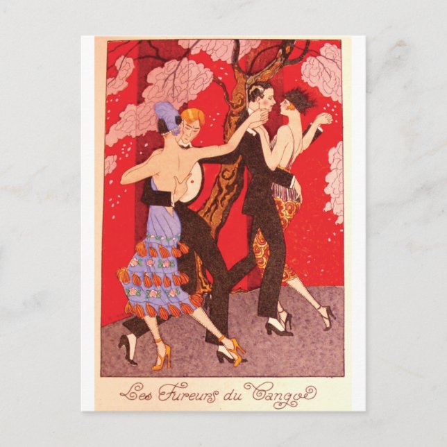 Carte Postale Art Nouveau vintage ~ La Furie du Tango (Devant)