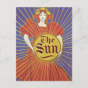 Carte Postale Art Nouveau vintage, New York Sun Newspaper