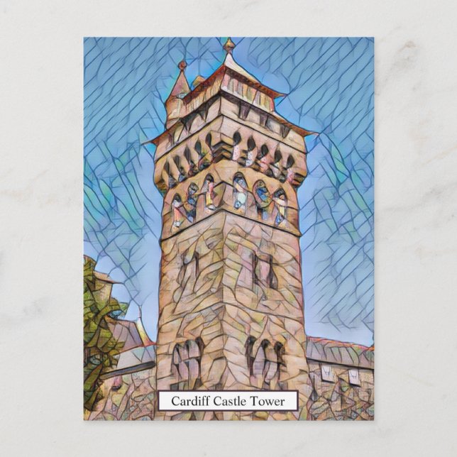 Carte Postale Art numérique Abstrait Cardiff Castle Tower (Devant)