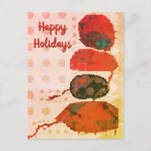 Carte Postale Art numérique abstrait rouge beige Joyeuses Fêtes