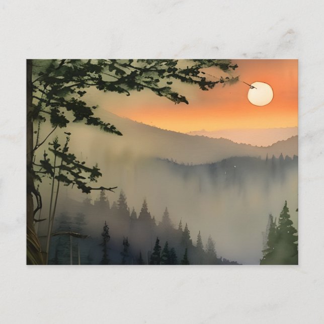 Carte Postale Art numérique d'aquarelle de lever de soleil des A (Devant)