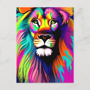 Carte Postale Art numérique Lion coloré